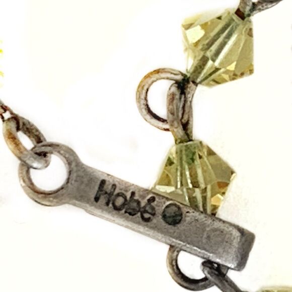 Vintage Hobe jonquil yellow faceted raviolli faceted ab crystal necklace - Picture 14 of 15